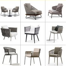 Nordic Outdoor Rattan Chair Three Sets Balcony Table And Chairs Casual Soft Fit-style Rope Woven With Hotel Furniture Combination