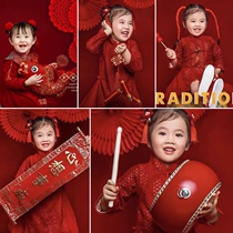 儿童新年主题影楼摄影道具春节喜庆摆件中式古装对联网红拍照背景