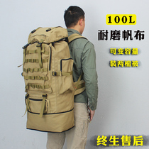 100L canvas Expandable Super Large capacity long-distance travel clothes quilt shoulder luggage bag outdoor large rucksack