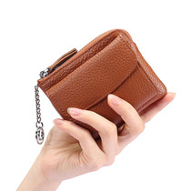 New Multifunction Genuine Leather Zero Money Key Bag Female Style Minimalist Multi-story Mini Zipped Wallet Card Purse Coin Bag Short