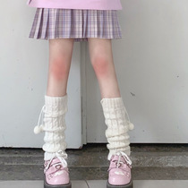 Japanese lolita sweet soft girl hair ball pile socks lolita knee brace jk calf socks mid-tube autumn and winter