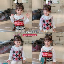 Girls sleeveless vest 2021 autumn wear new childrens coat baby knitted vest foreign sweater pullover