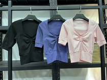 Qing Qing Ms summer air breathable speed dry and pure color small piece of Lu Navel fitness short sleeve slim sports T - shirt 4600