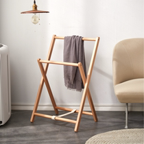 Simple Nordic solid wood floor-to-ceiling small coat rack storage rack folding environmentally friendly bedroom bedside hanger vertical