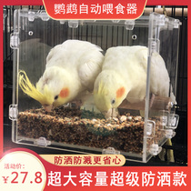Cockatiel automatic feeder Food box Spill-proof splash-proof throw-proof bird feeder feeder feeder feed box Bird eating box