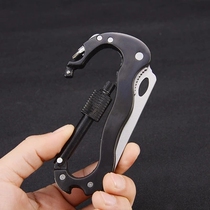  Outdoor multifunction climbing buckle Quick hanging buckle with knife cross lined with five-in-one tool key buckle