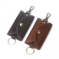 Retro Head Layer Bull Leather Key Bag Home Lock Spoon Small Bag Hanging Buckle Simple Buckle Thick Leather Car Genuine Leather Bag Portable