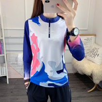 Chinese style quick-drying clothes for womens long sleeves sports thin camouflage print T-shirt breathable outdoor running sports fast-drying clothes