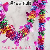 2 meters long dark green white edge Christmas snowflakes kindergarten shopping mall ceiling decoration Christmas color strips pull flowers