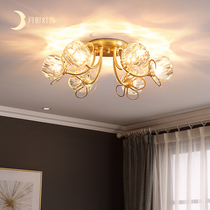 Post modern light luxury crystal ceiling lamp all copper Nordic simple room bedroom lamp creative aisle lamp