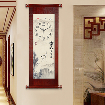 Han time wall clock clock clock living room solid wood decoration wall clock silent wall hanging watch home new Chinese clock HW69
