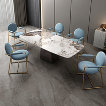 Italian Pandora bright surface rock board table light luxury dining table and chair combination small apartment modern simple household dining table