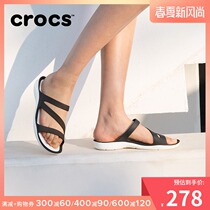 Crocs sandals women's flat bottomed beach shoes 2020 spring new color galloping leisure sandals 203998