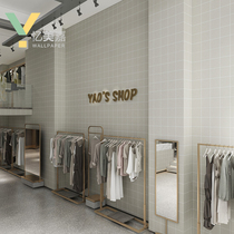 Waterproof Net Red gray grid wallpaper ins Wind self-adhesive thick milk tea shop clothing store wallpaper self-sticking