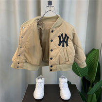 Boys quilted jacket autumn and winter 2022 new foreign style childrens thickened baseball clothing tide baby cotton clothes childrens clothing