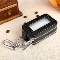 2020 new car crocodile textured key bag double zipper large capacity genuine leather multifunction male and female headlayer cow leather