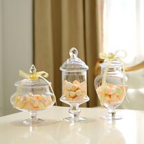 European-style transparent glass storage candy jar tall with lid sugar tank creative wedding dessert table soft home furnishings