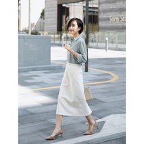 Simple basic high waist straight skirt in spring and summer in Moli pure color professional commuting ol women's skirt q3646