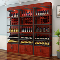 Wine cabinet display shelf Supermarket liquor cabinet Winery floor cabinet Bar iron shelf Wine rack customization