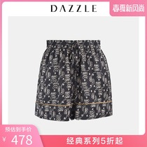 Dazzle spring new European and American pajamas loose drawstring printed shorts for women 2g3q1106a