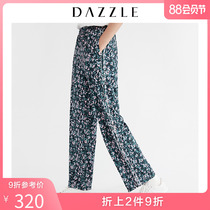 DAZZLE spring and autumn new sports style printed elastic waist wide-leg trousers women 2F1Q4146A