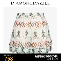 Diamond dazzle summer wear new printed satin silk casual shorts for women 1a2q10751