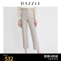 DAZZLE ground element autumn new simple western style striped straight casual trousers women 2G1Q4122P