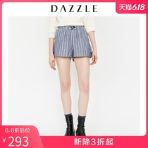 Dazzle new spring and autumn stripe fabric casual wide leg short 2f11032s