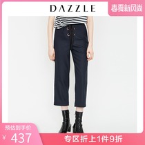 Dazzle Disu spring and autumn new commuter lace up high waist leisure slim pants 2f1q4321t