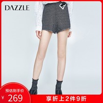 Dazzle spring and autumn new style pasted fabric printed high waist pants with raw edge women 2a1q10218