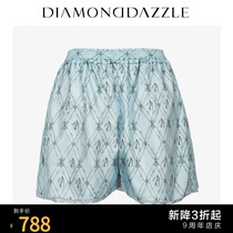 Diamond dazzle new light casual silk printed shorts for women 1a2q11361