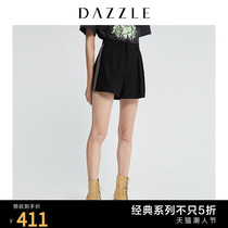 DAZZLE A-shaped wide-leg shorts women's autumn and winter new style ribbon collage pleated decoration 2F4Q1021A
