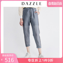 Dazzle new spring and summer Vintage color elastic waist sports casual pants for women 2f2q4021r