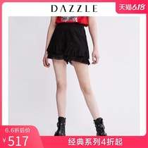 Dazzle ground plain spring dress new fashion air pressure pleated Lace Ruffle short for women 2f3q1031a