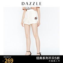 DAZZLE ground element summer dress new lace mesh embroidery pattern elastic waist shorts female 2F2Q114