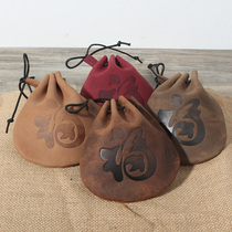 Handmade Crazy Horse Leather Zero Money Bag Pure Cow Leather Coin Bag Men And Women Genuine Leather Small Money Bag China Wind New Year Red Packet Forbag
