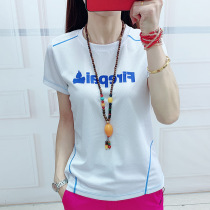 Summer womens outdoor sports quick-drying t-shirt large size breathable hiking mountaineering suit Round neck quick-drying running half sleeve