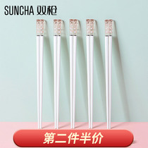 Double gun snow chopsticks Alloy high-value light luxury style Japanese net red transparent creative personality household non-slip alloy chopsticks