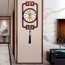 New Chinese living room hanging clock watch fashion minimalist hanging watch round solid wood silent home clock HW63