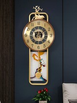 New Chinese brass hanging bell Home Living room Deer Head Decoration Hanging Wall China Wind Genguan Metal Clock Creative Clock