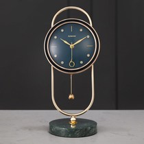 Diamond leather clock home desk clock light luxury wind ornaments creative living room placed sitting pendulum table clock clock