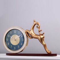 Clock and clock high-end clock home desktop new Chinese style solid wood light luxury simple wine cabinet TV cabinet clock