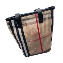 The new inner waterproof plastic mesh wash bag hand-raised bucket lunch box bag lunch bag mummy makeup large capacity
