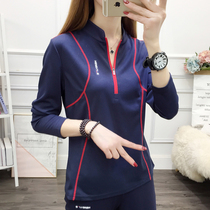 Autumn outdoor sports quick-drying clothes womens thin short-sleeved running long sleeves quick-drying large size breathable stand collar slim T-shirt