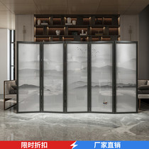 Office Feng Shui new Chinese custom solid wood folding screen tea room Hall entrance partition blocking landscape folding screen