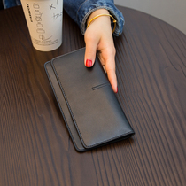 ChristyKathy womens bag ultra-thin long purse genuine leather 2021 Temperament Buckle Screens Soft Bull Leather Money Clip