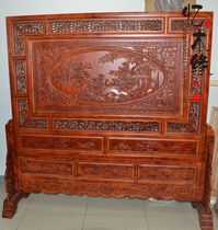 Dongyang wood carving camphor wood flowers blossom rich floor screen Chinese double-sided carving porch partition seat screen insertion screen