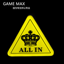 Texas playing card premium crown ALL IN full pressure Zhuang code double-sided yellow background black word acrylic triangle rounded corner