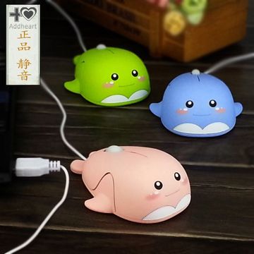 新款女生鼠标有线静音笔记本台式电脑usb小手海豚卡通可爱鼠标