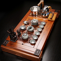 Qin Yi Huali solid wood tea tray set of four-in-one induction cooker purple sand kung fu tea set home living room tea table